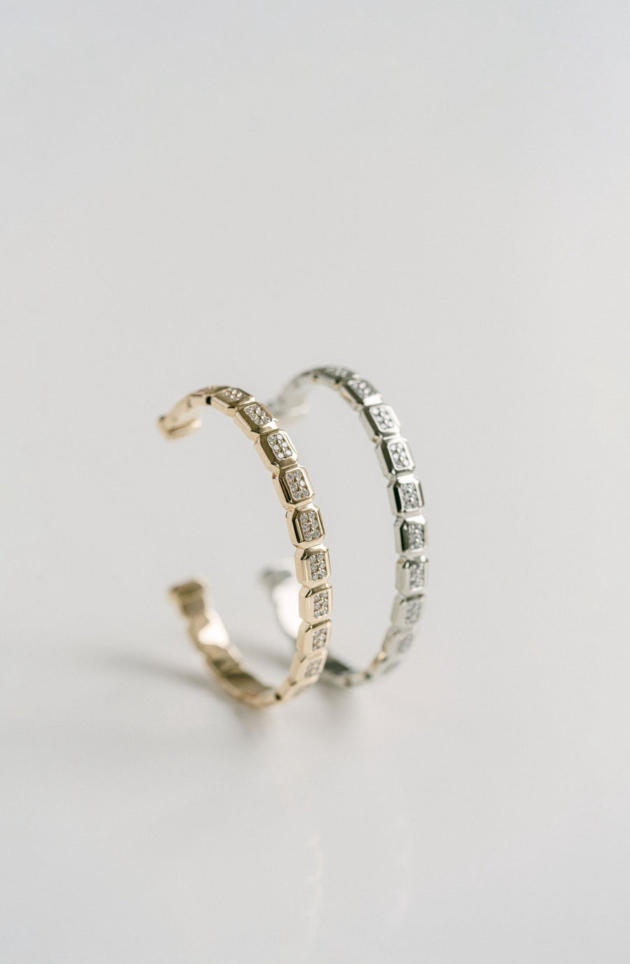 Faceted Geometric Diamond Pavè Cuff Solid 14k Yellow Gold, 14k White Gold - Spring Bridal 2024