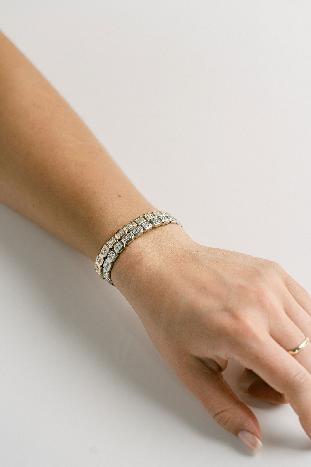 Faceted Geometric Diamond Pavè Cuff Solid 14k Yellow Gold, 14k White Gold - Spring Bridal 2024