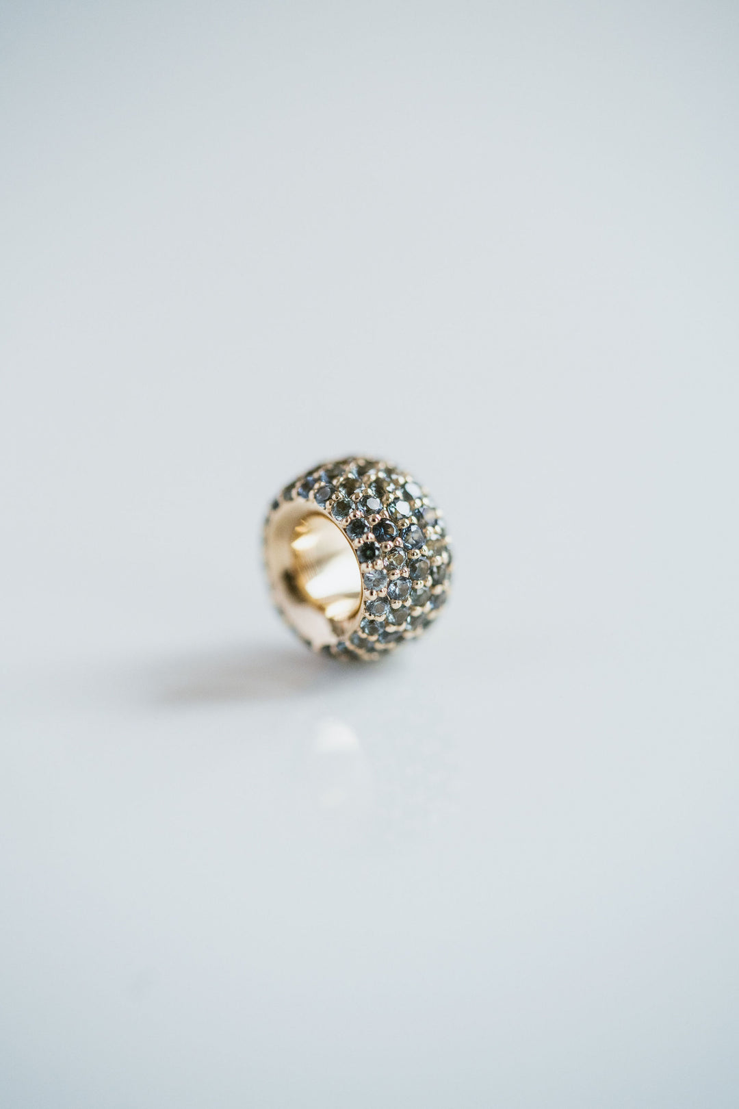 Blue-Green Sapphire Pavé Round Torus Pendant
