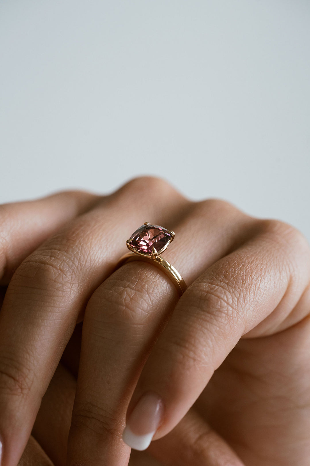 Cushion Cut Padparadscha Sapphire Solitaire