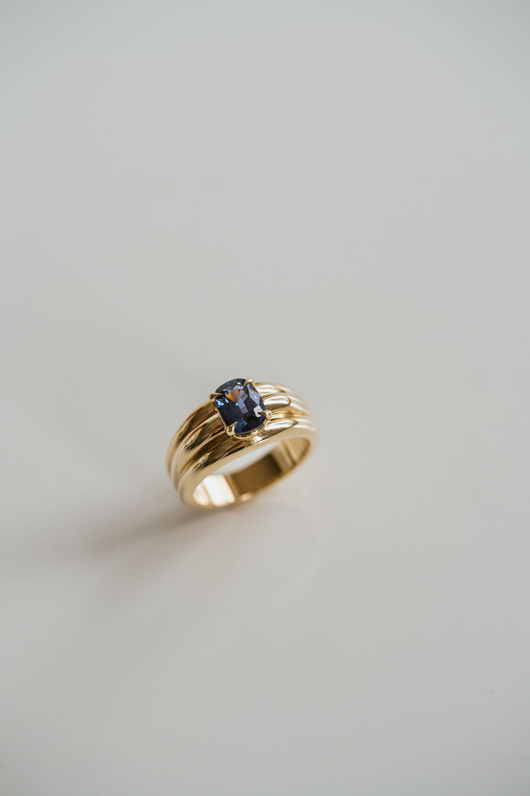 Elongated Cushion Cut Blue Sapphire Aria Ring