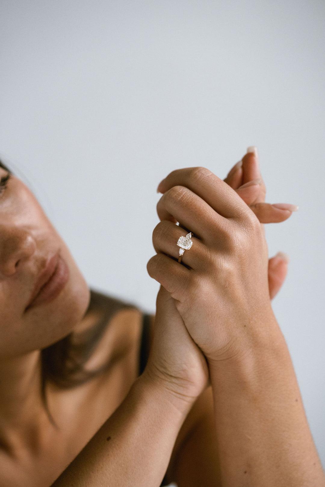 Elongated Cushion Cut Diamond With Pear Accents And Collar