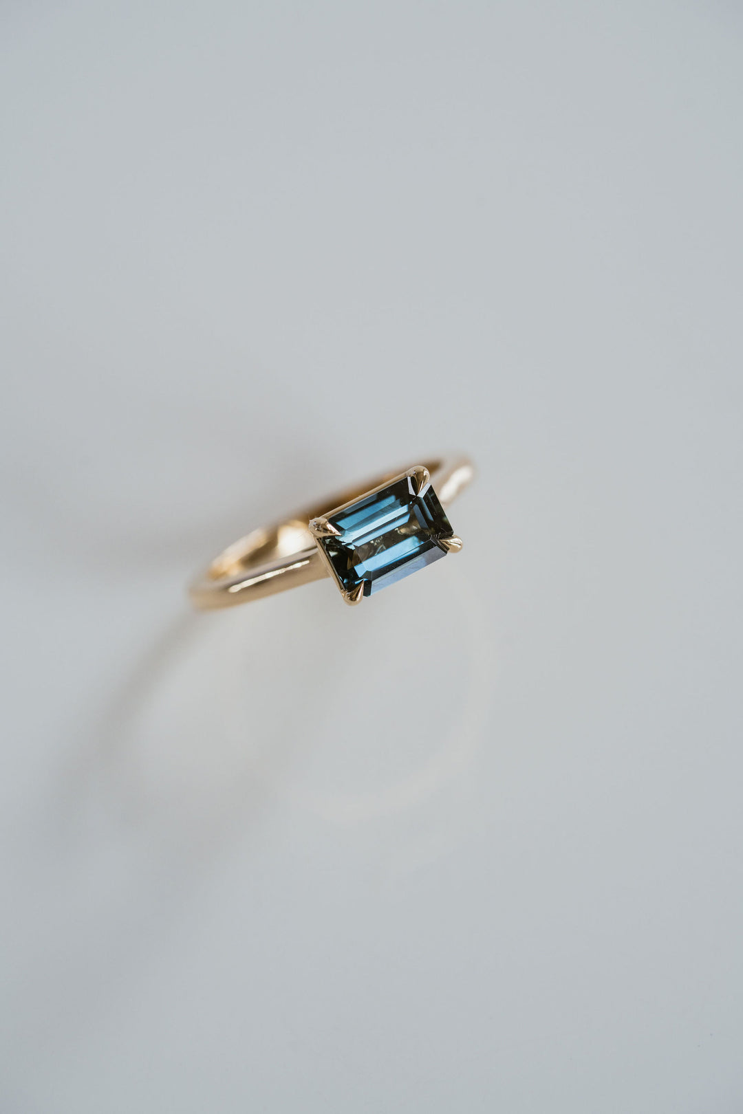 Emerald Cut East-West Blue Green Sapphire Dominion