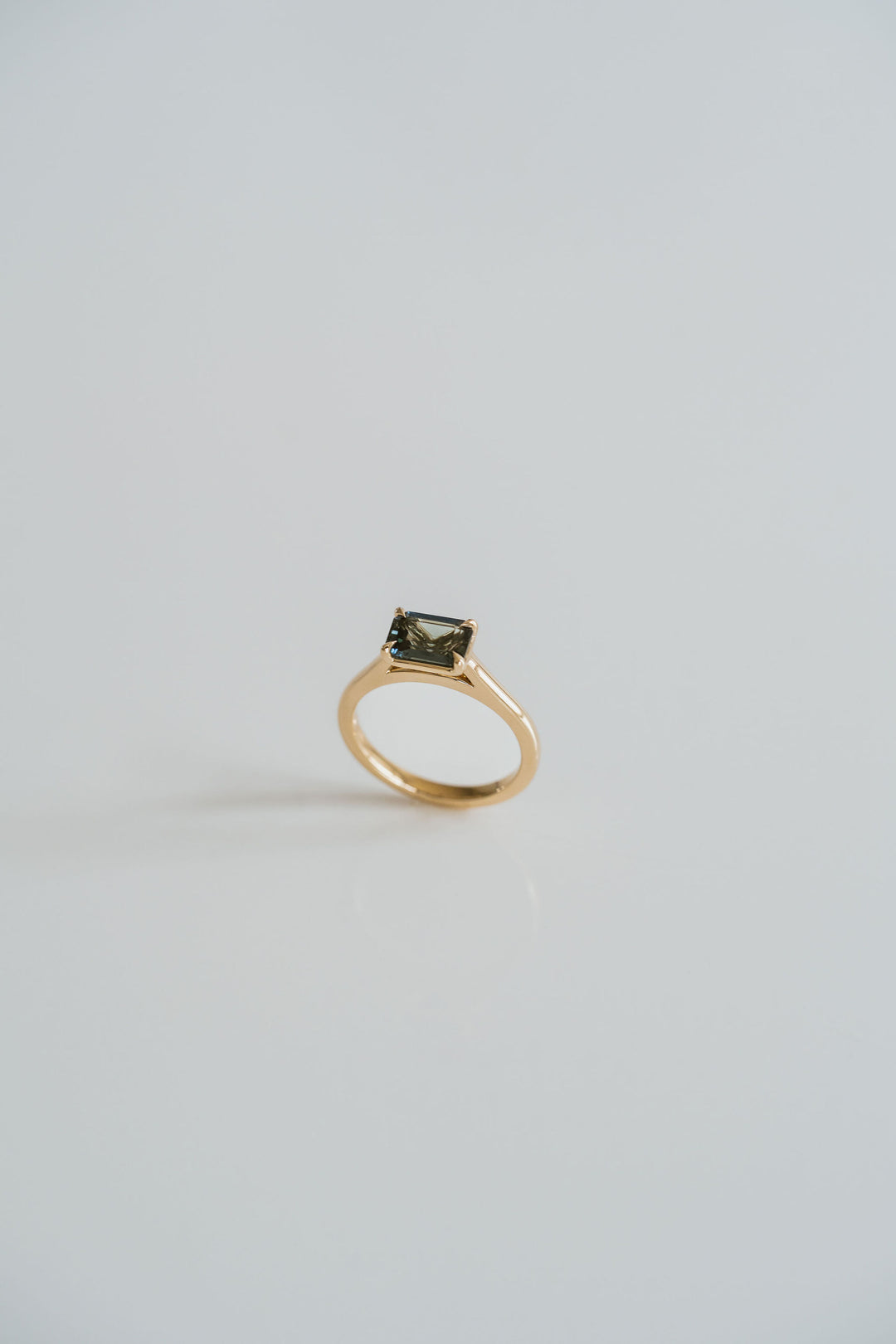 Emerald Cut East-West Blue Green Sapphire Dominion
