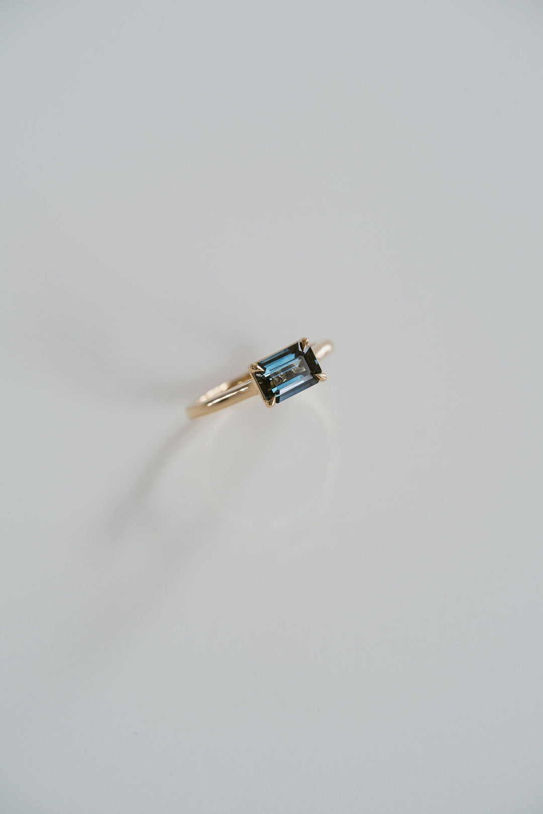 Emerald Cut East-West Blue Green Sapphire Dominion