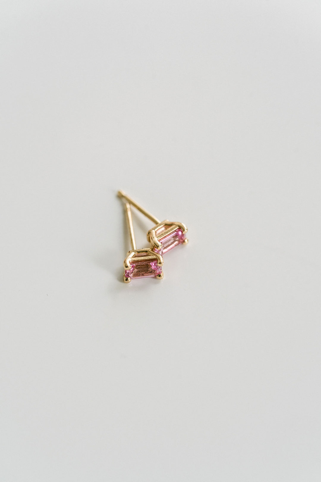 Emerald Cut Pink Sapphire Studs