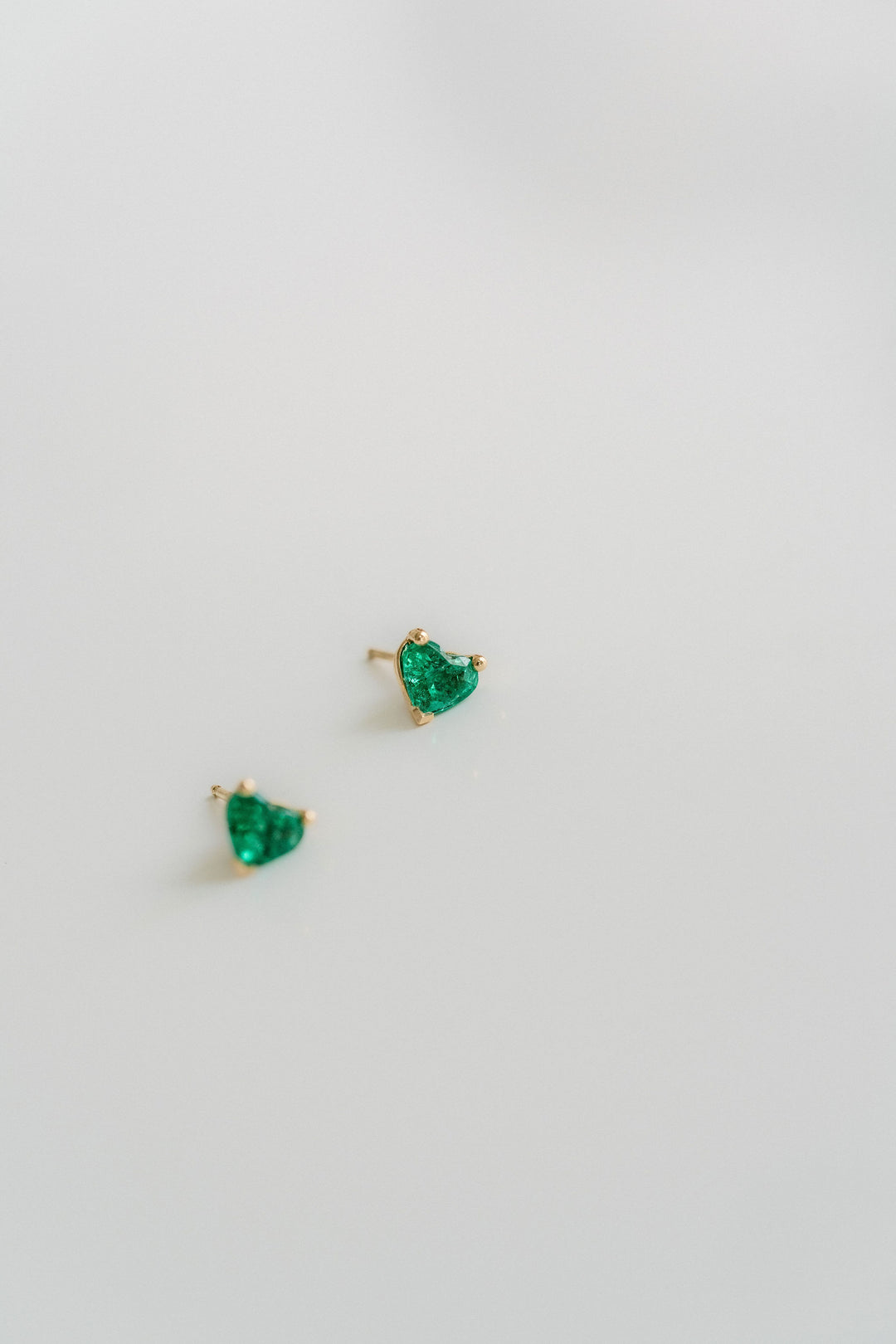 Heart Shape Emerald Studs