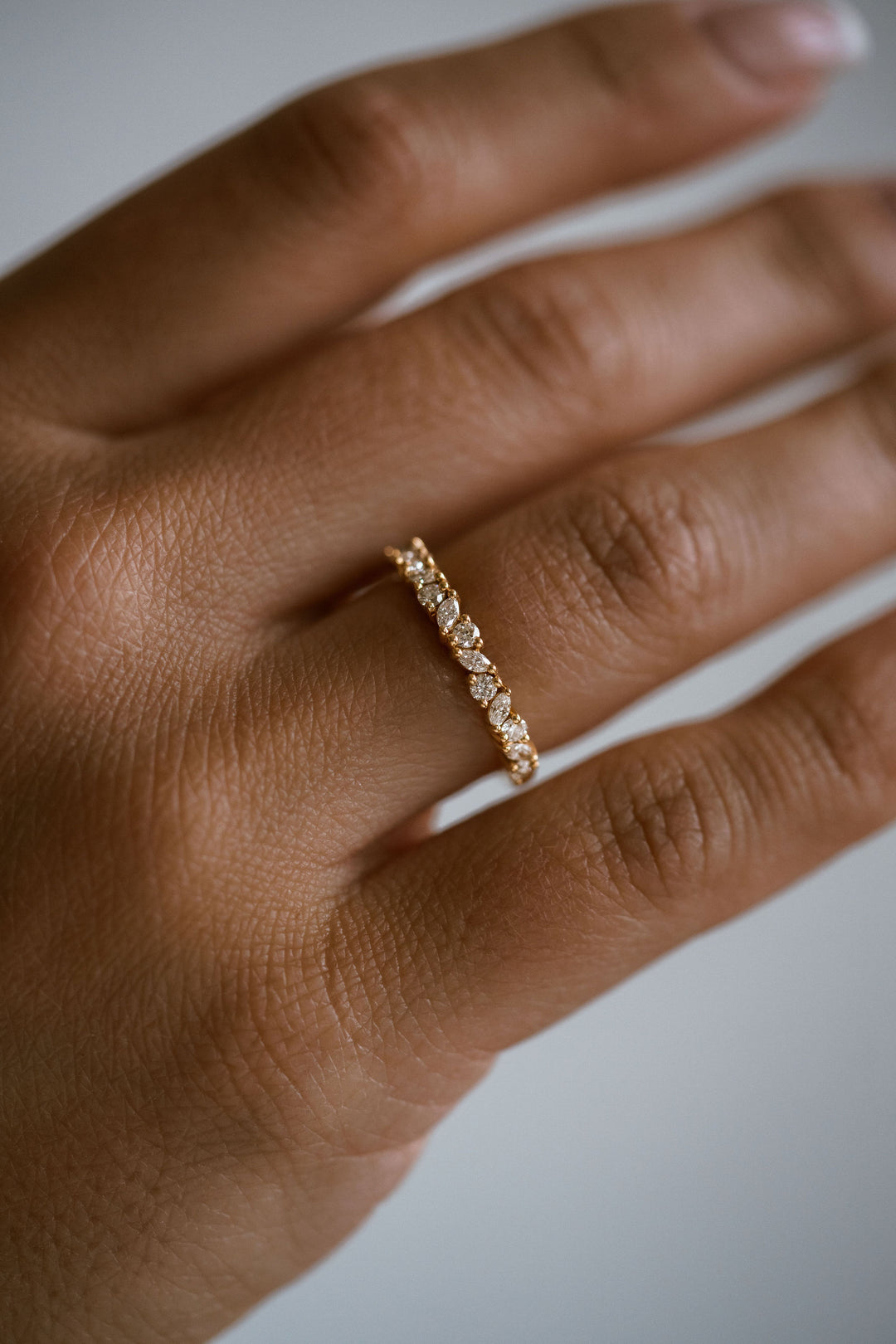 Marquise Cut and Round Brilliant Diamond Alternating Band - 2.8mm
