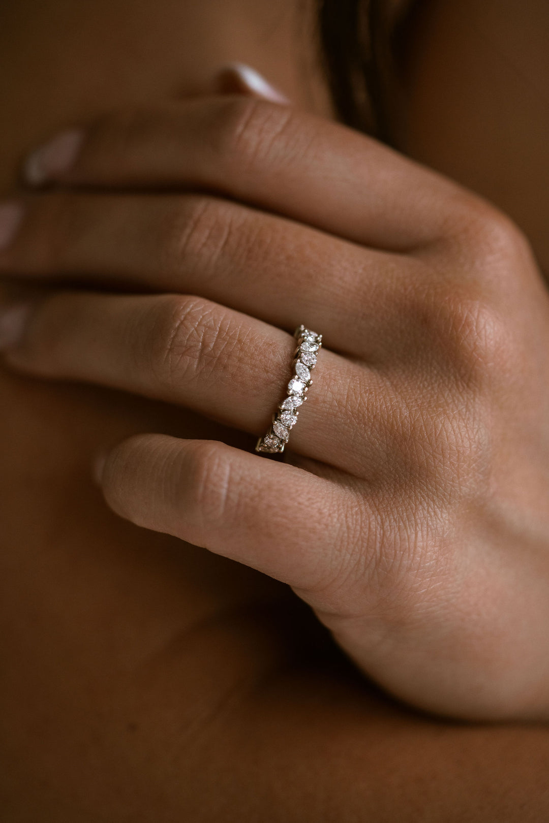 Marquise Cut and Round Brilliant Diamond Alternating Band - 4.0mm