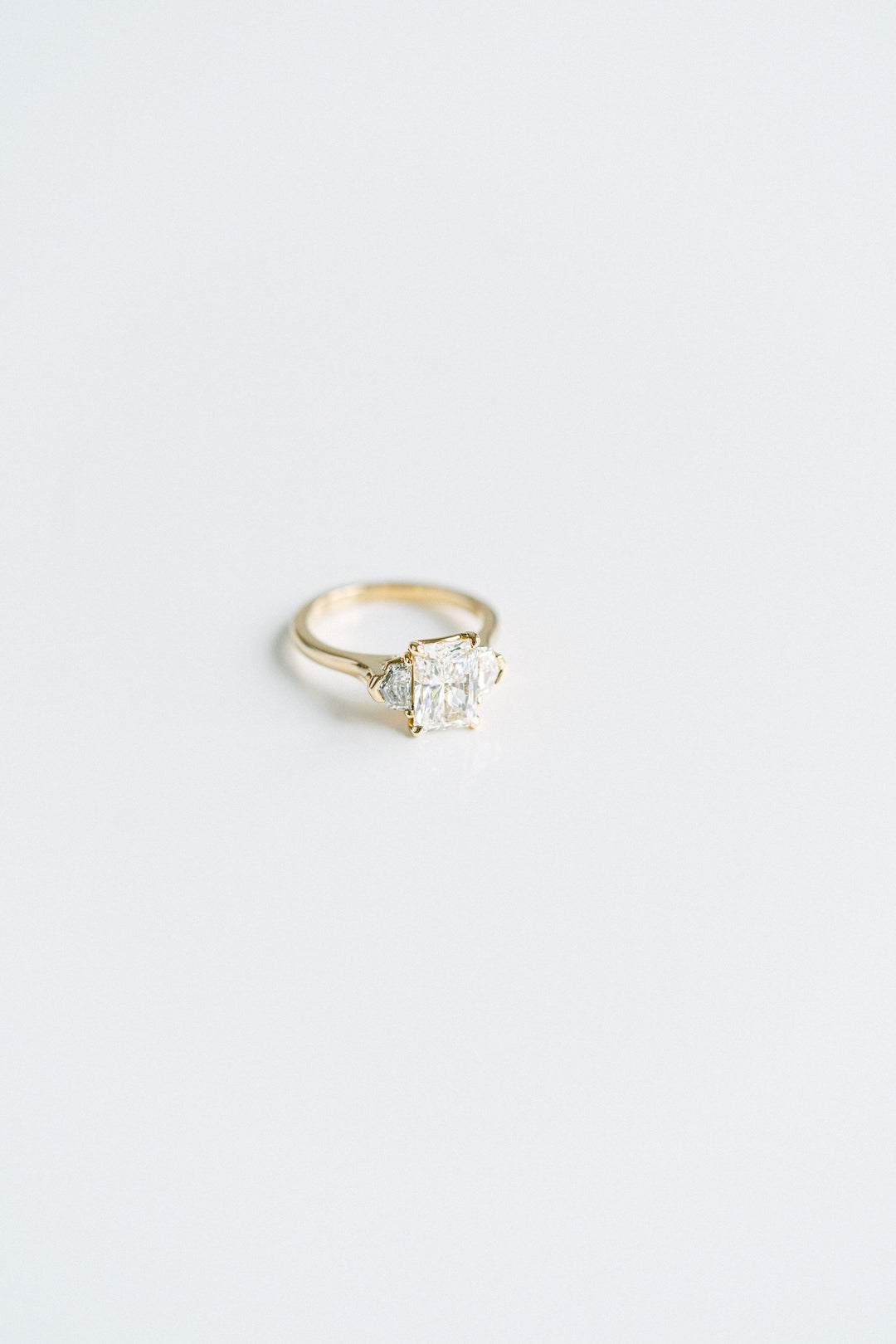 Radiant Cut Diamond Engagement Ring With Diamond Cadillac Accents, 14k Yellow Gold