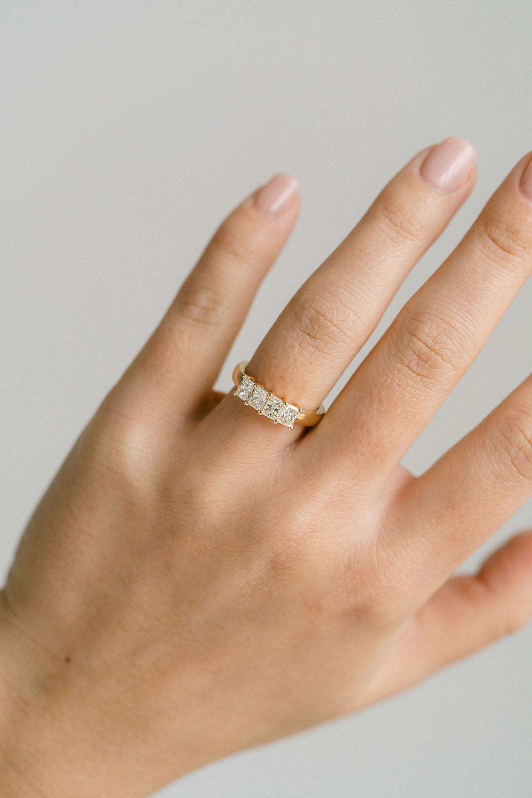 1.20ctw 4 Stone Radiant Cut Diamond Band 14k Yellow Gold
