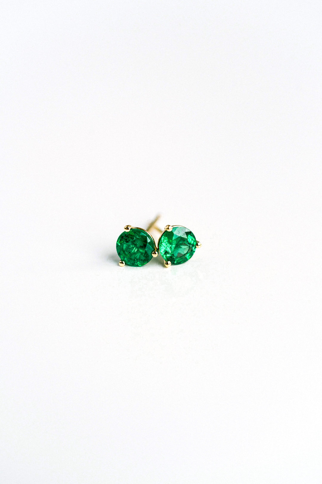 Round Emerald Studs