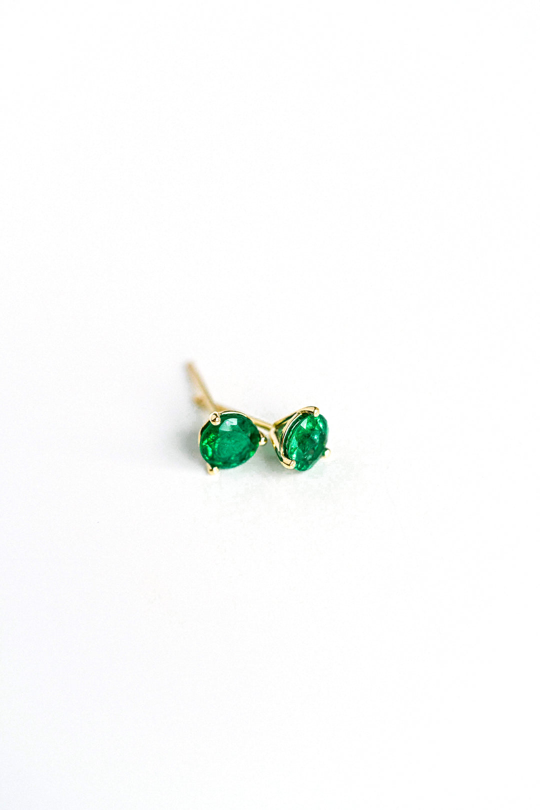 Round Emerald Studs