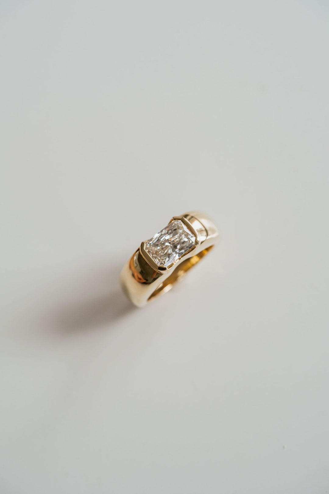 Radiant Cut Diamond East-West Half Bezel Haven Ring