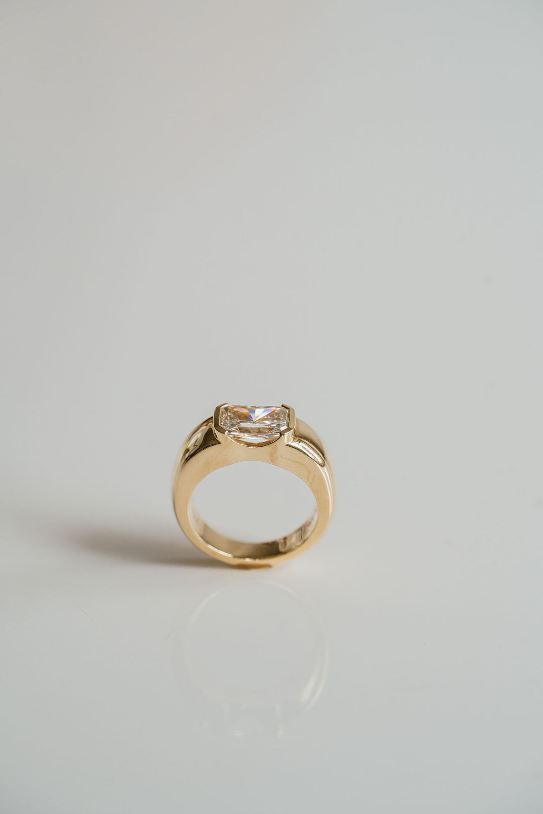 Radiant Cut Diamond East-West Half Bezel Haven Ring