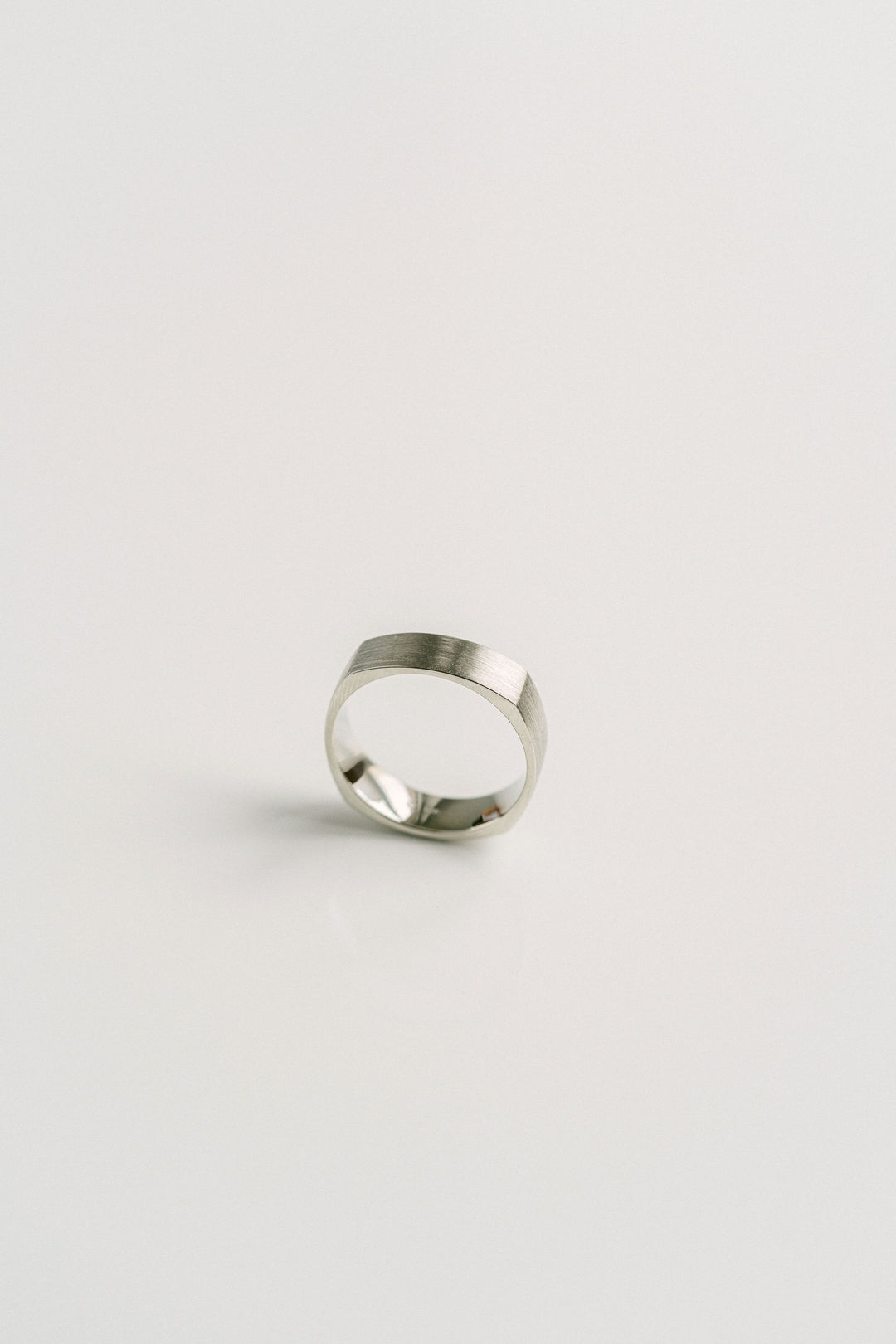 Brushed Soft Square Mens Band, 14k White Gold