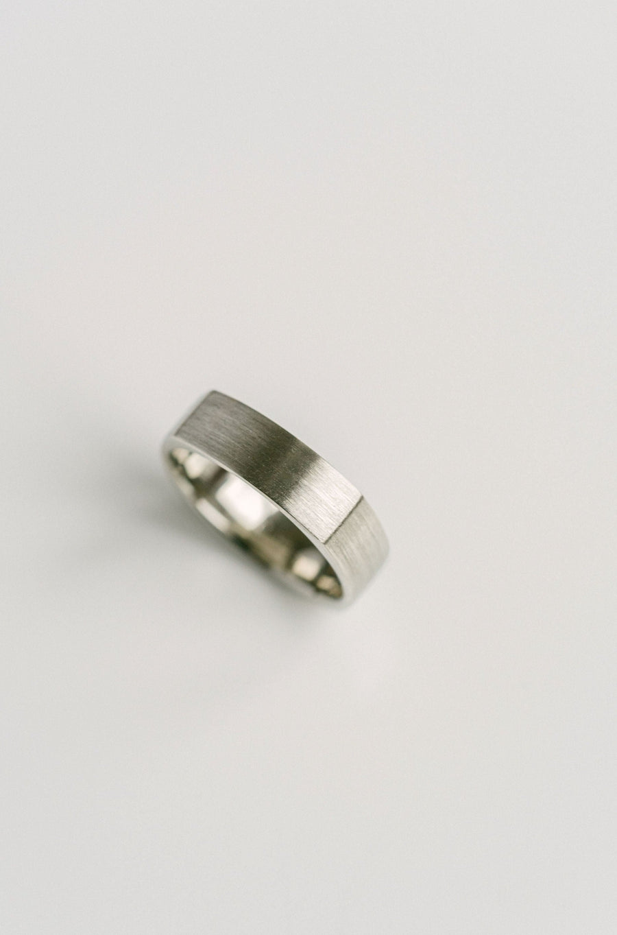 Brushed Soft Square Mens Band, 14k White Gold