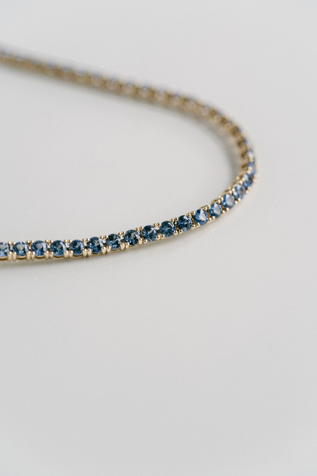 Round Blue Sri Lankan Sapphire Tennis Bracelet, 14k Yellow Gold