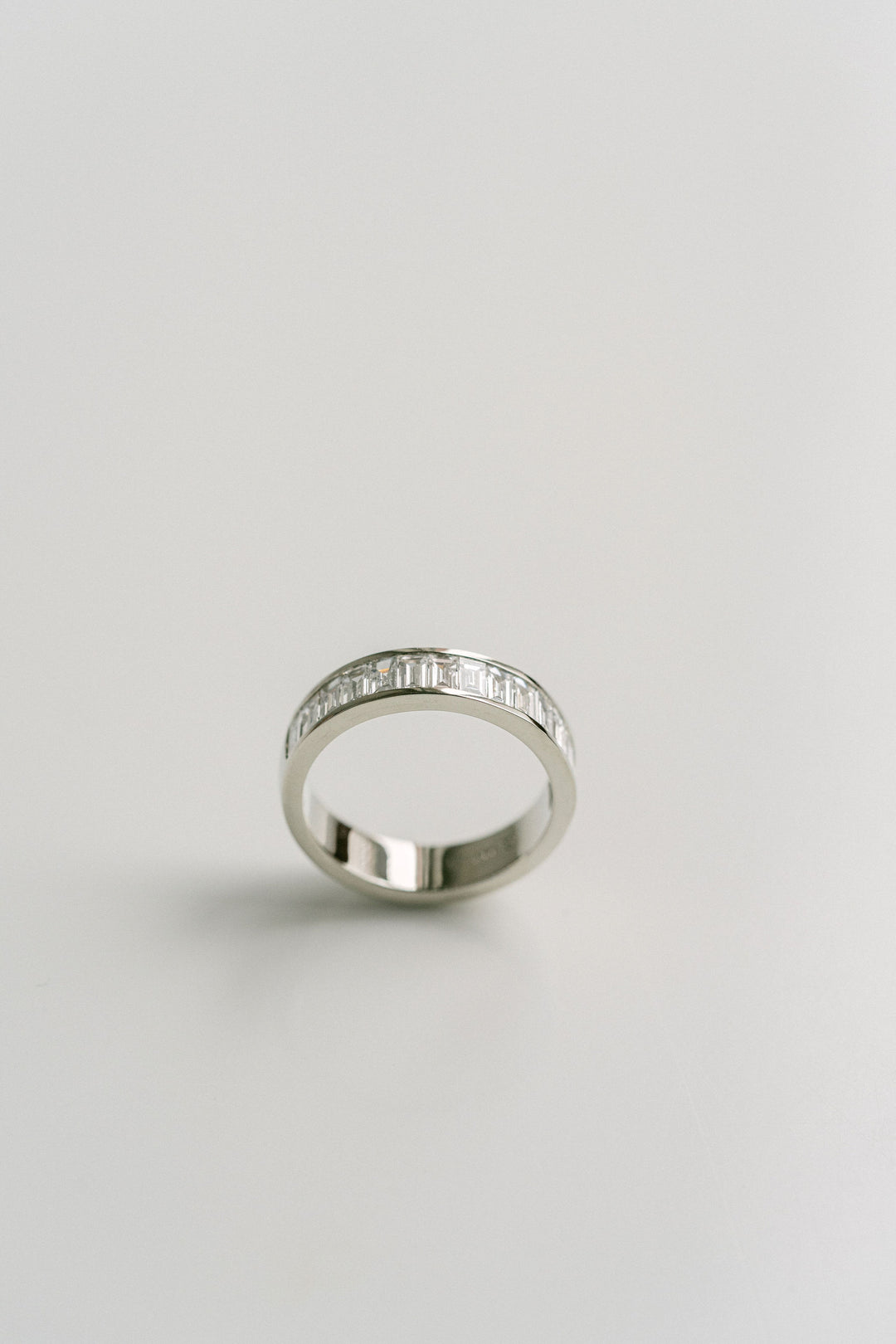 Baguette Diamond Channel Set Wedding Band, 14k White Gold