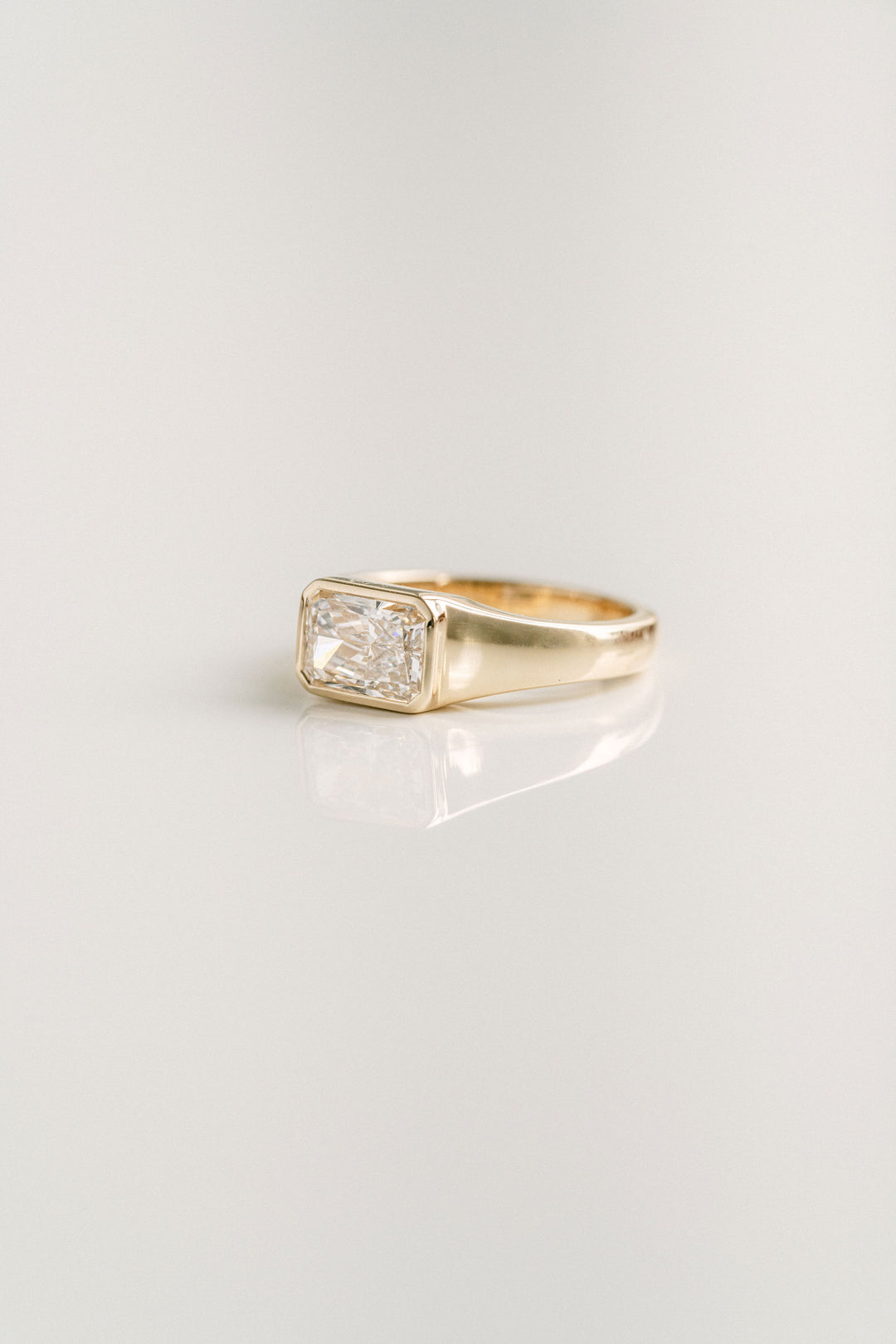 Radiant Cut East-West Signet Ring, 14k Yellow Gold