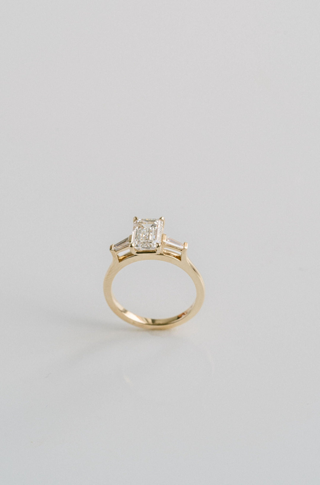 Emerald Cut Diamond Engagement Ring With Tapered Baguette Accents, 14k Yellow Gold