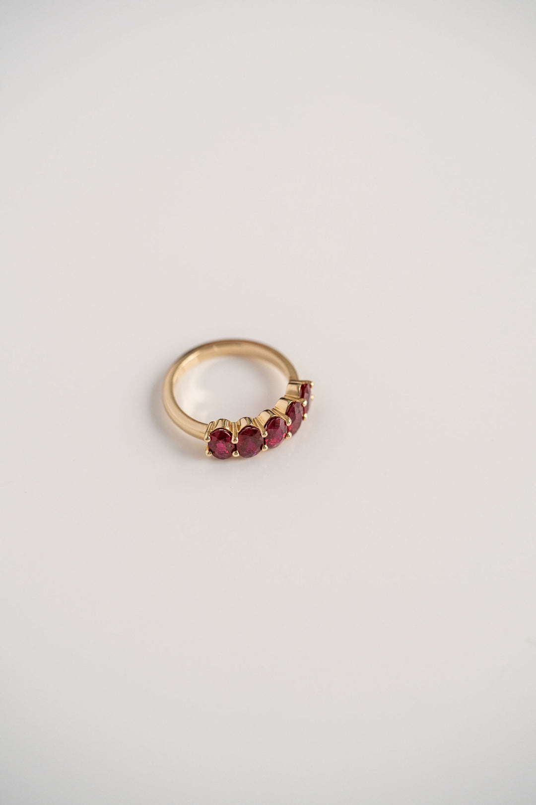2.43ctw. Oval Burmese Ruby Gemstone Band, 14k Yellow Gold