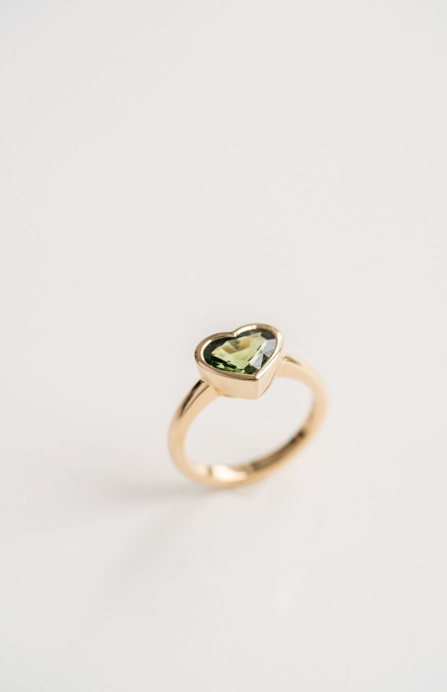 2.21ct. Heart Shape West Coast Green Bezel Set Sri Lankan Sapphire, 14k Yellow Gold