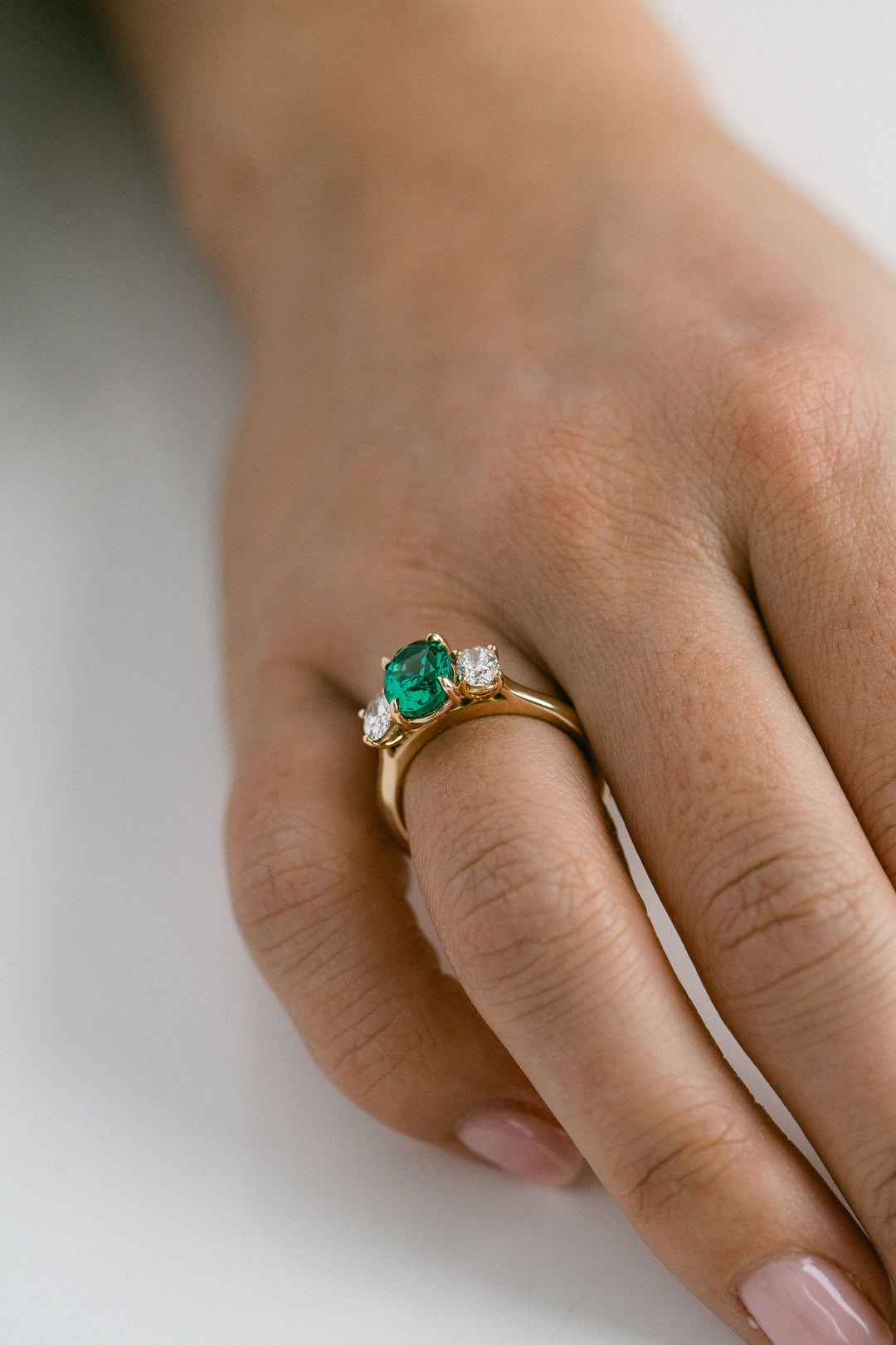 1.77ct. Oval Zambian Emerald With Oval Diamond Accents, 14k Yellow Gold