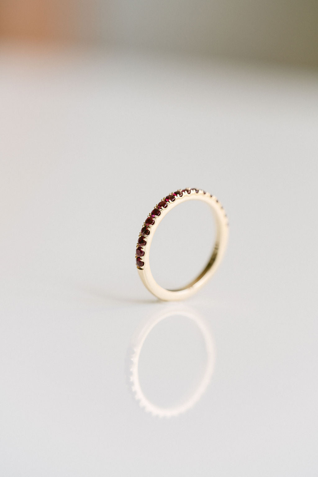 Round Ruby Pavé Band, 14k Yellow Gold