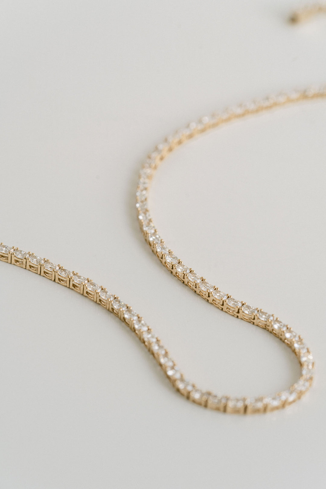 Oval Diamond Tennis Necklace, 14k Yellow Gold