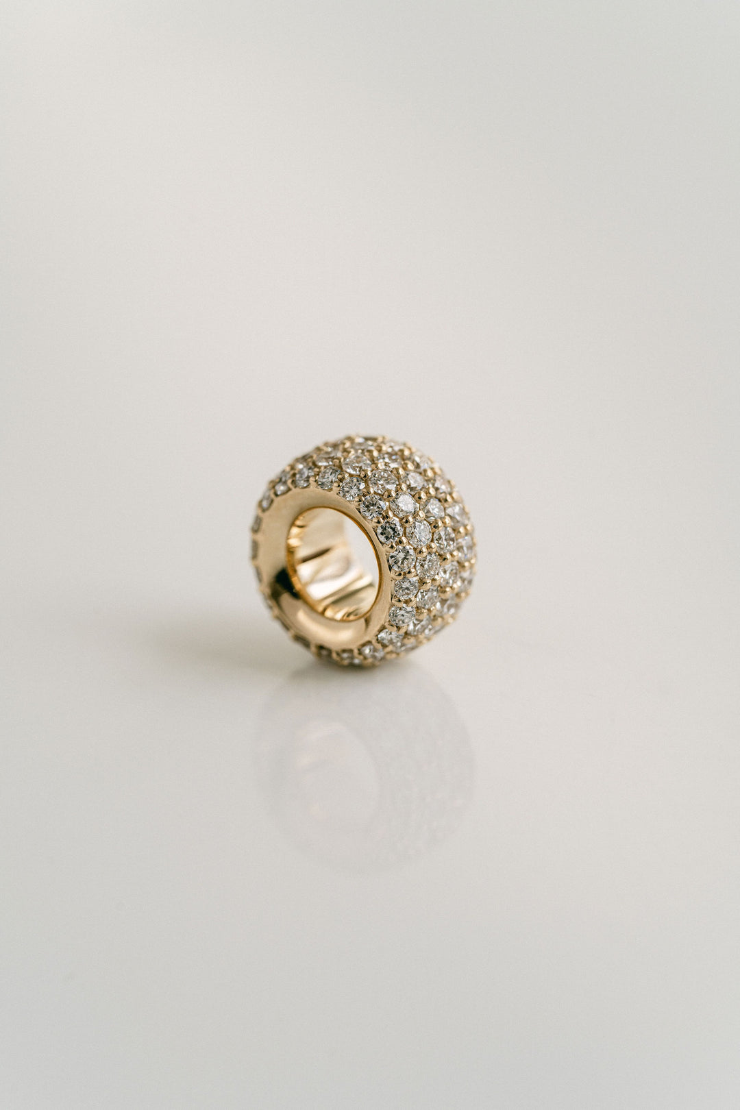 Diamond Pavé Round Torus Pendant, 14k Yellow Gold