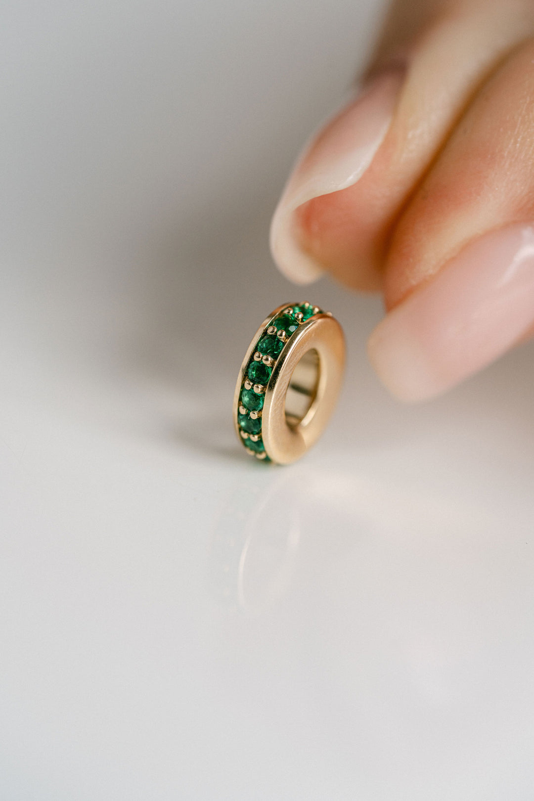 Round Emerald Oval Torus Pendant, 14K Yellow Gold