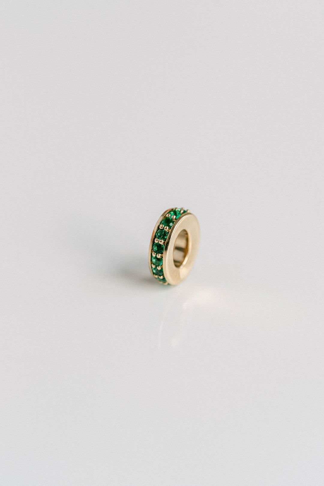 Round Emerald Oval Torus Pendant, 14K Yellow Gold