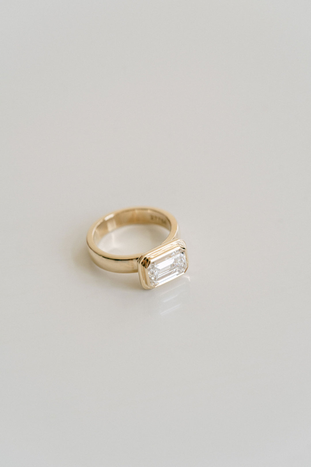Cavalier Fine Jewelry - Emerald Cut Diamond Retro Bezel Ring 14k Yellow Gold