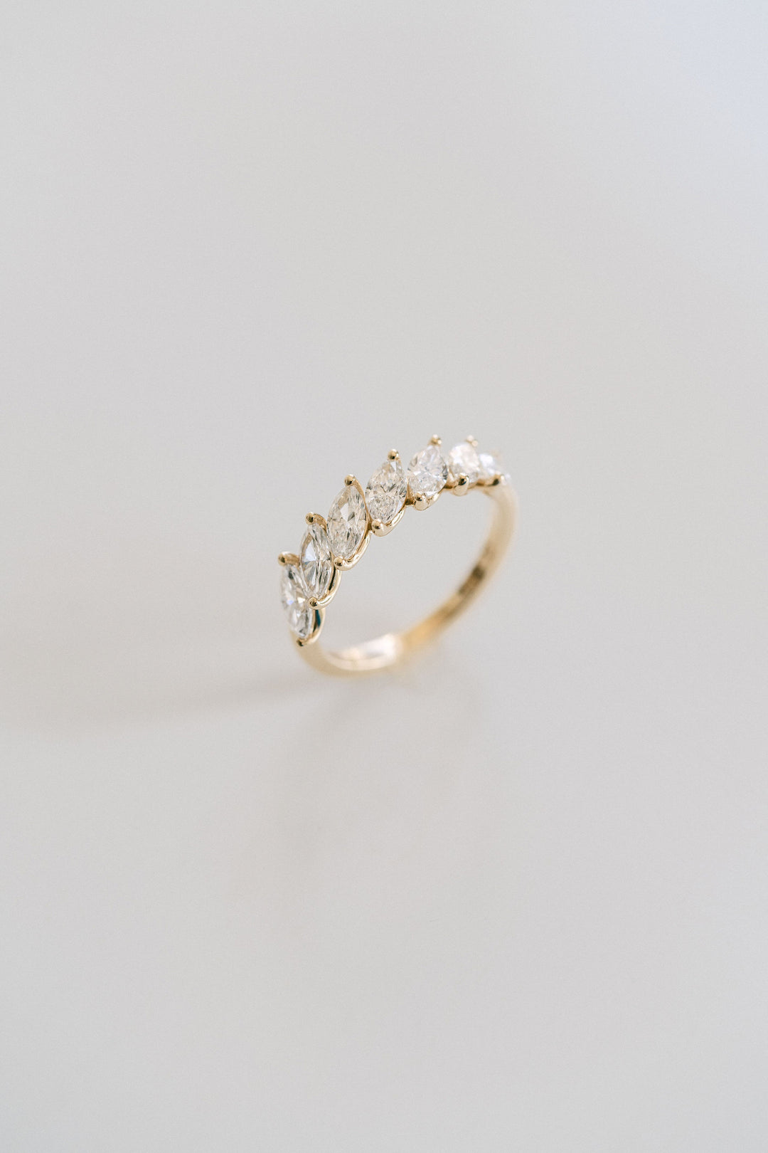 Cavalier Fine Jewelry - Marquise Diamond Scallop Band, 14k Yellow Gold