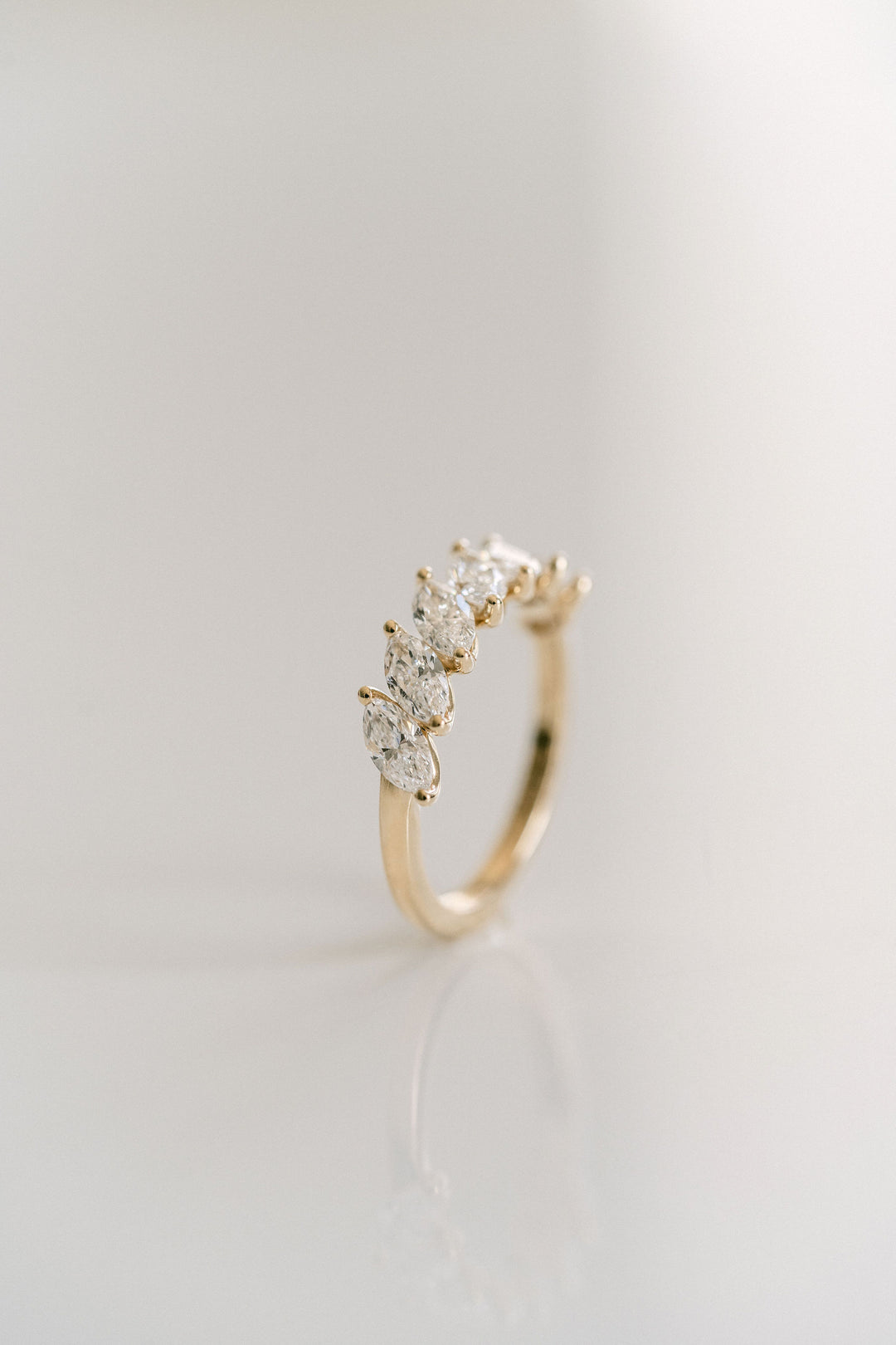Cavalier Fine Jewelry - Marquise Diamond Scallop Band, 14k Yellow Gold