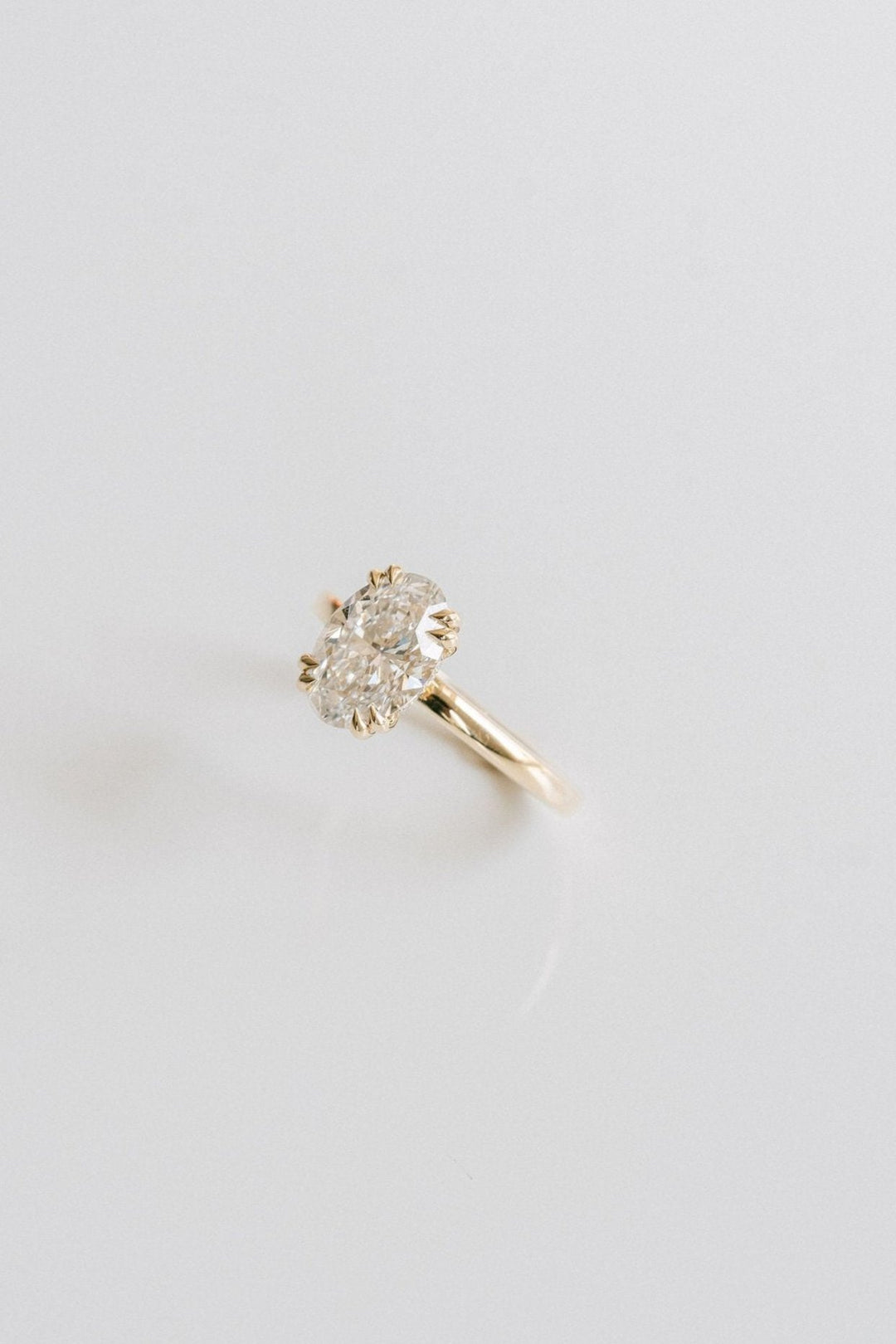 Oval Diamond Double Prong Solitaire With Collar
