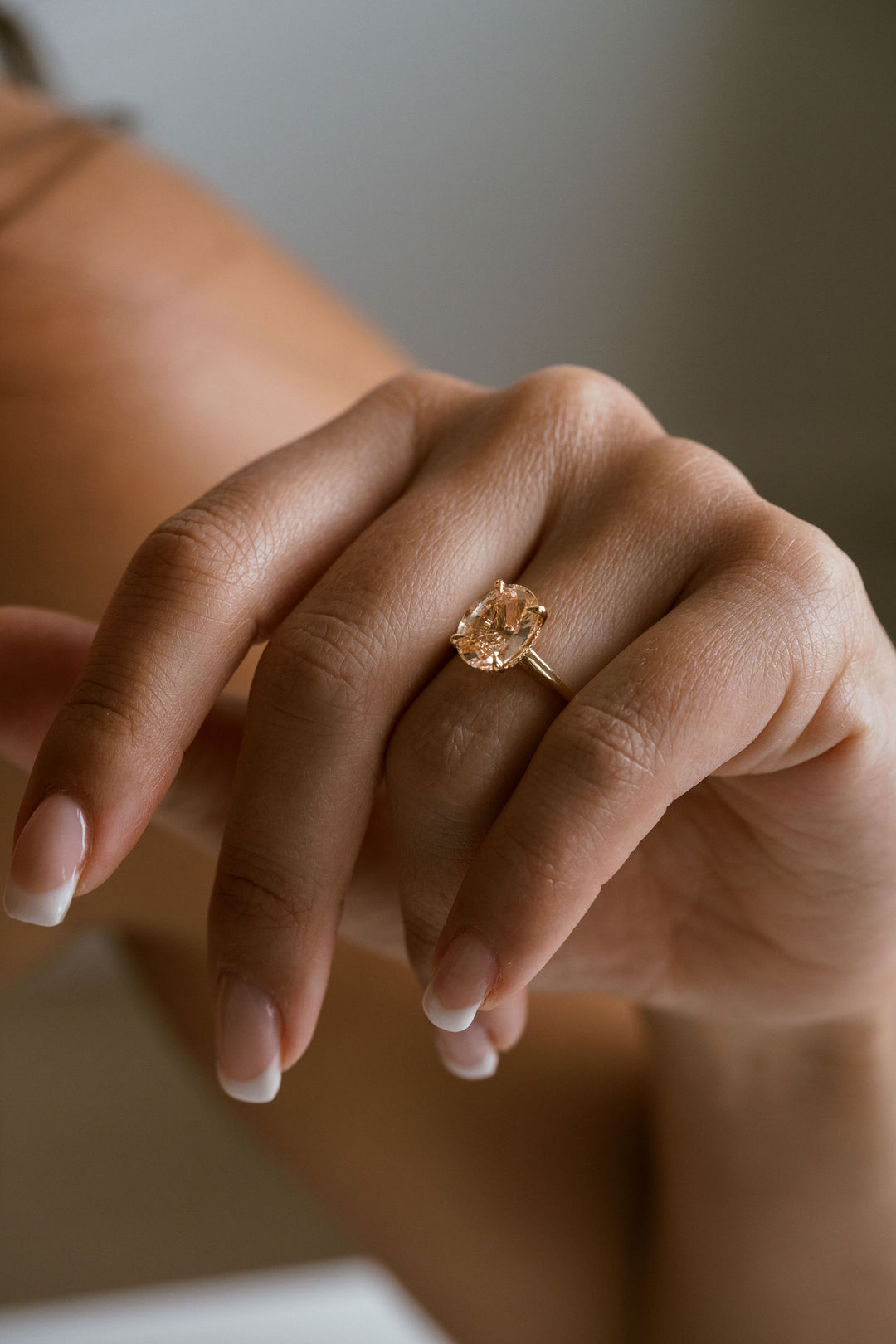 Oval Peach Sapphire Dominion With Diamond Collar