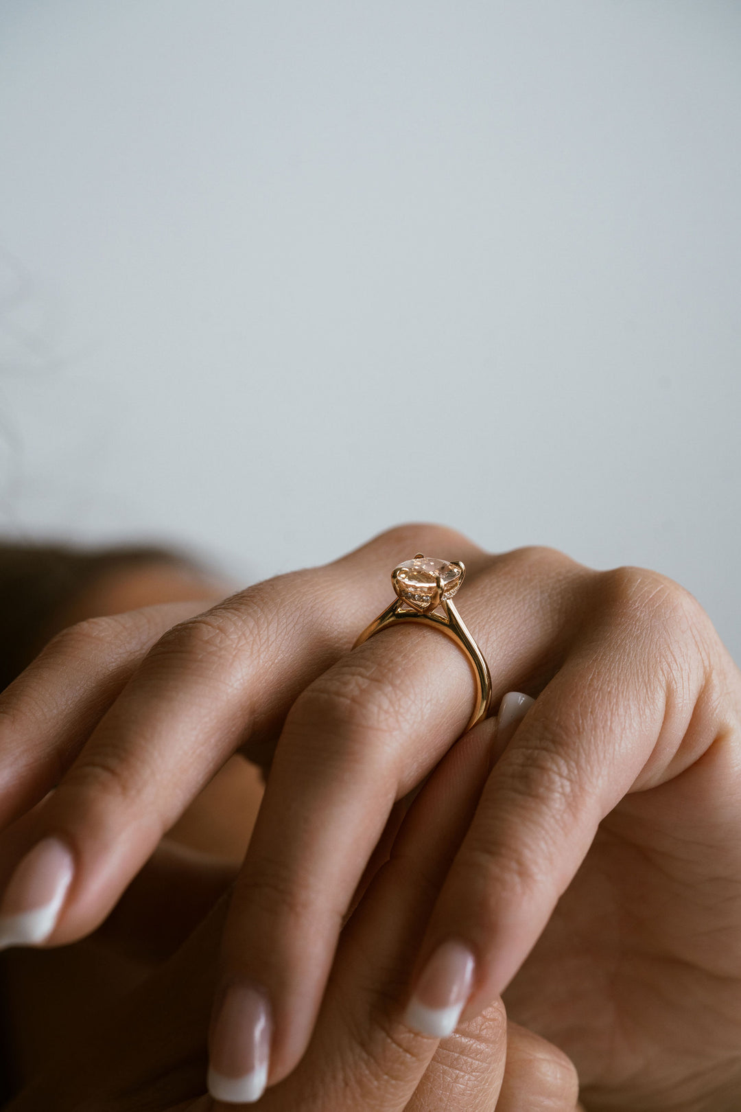Oval Peach Sapphire Dominion With Diamond Collar