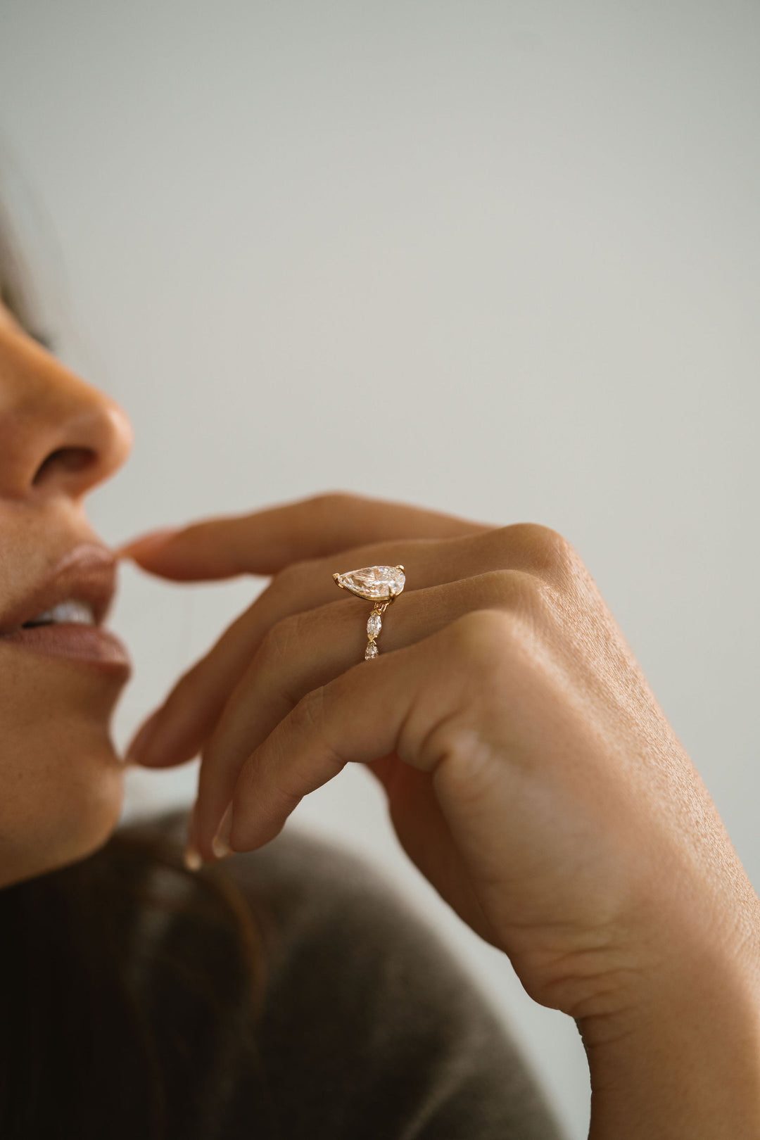 Pear Shape Diamond With Marquise Diamond XO Band