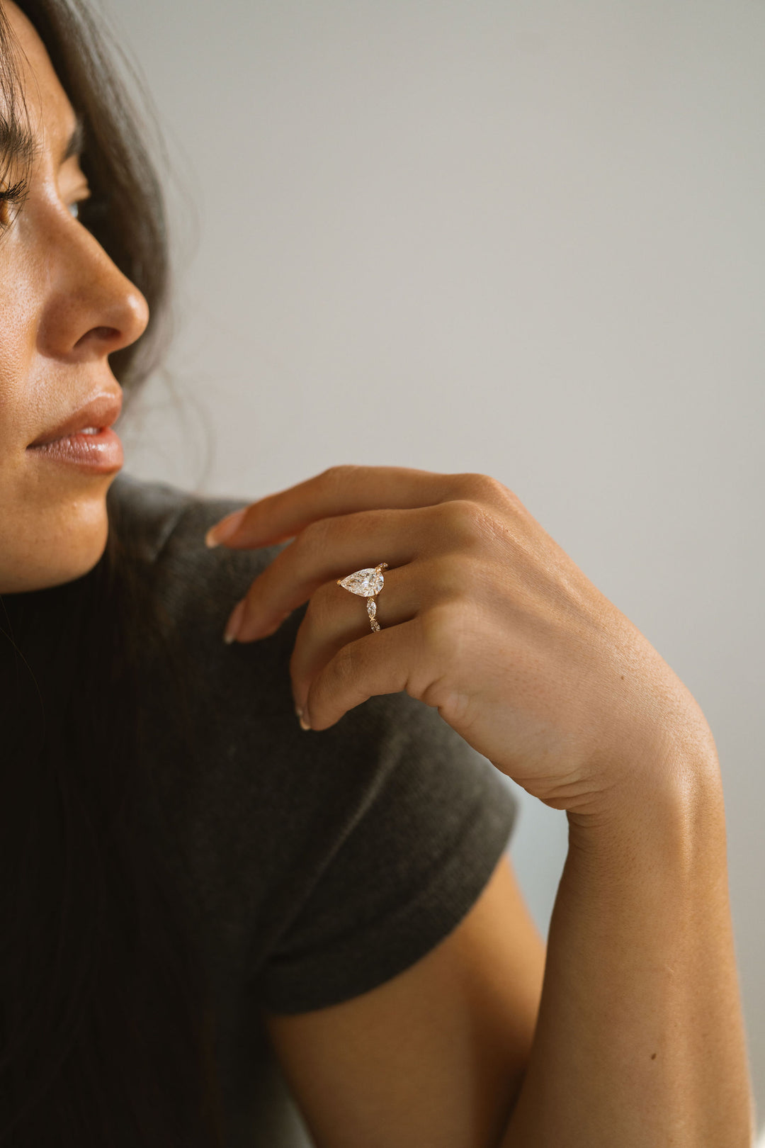 Pear Shape Diamond With Marquise Diamond XO Band