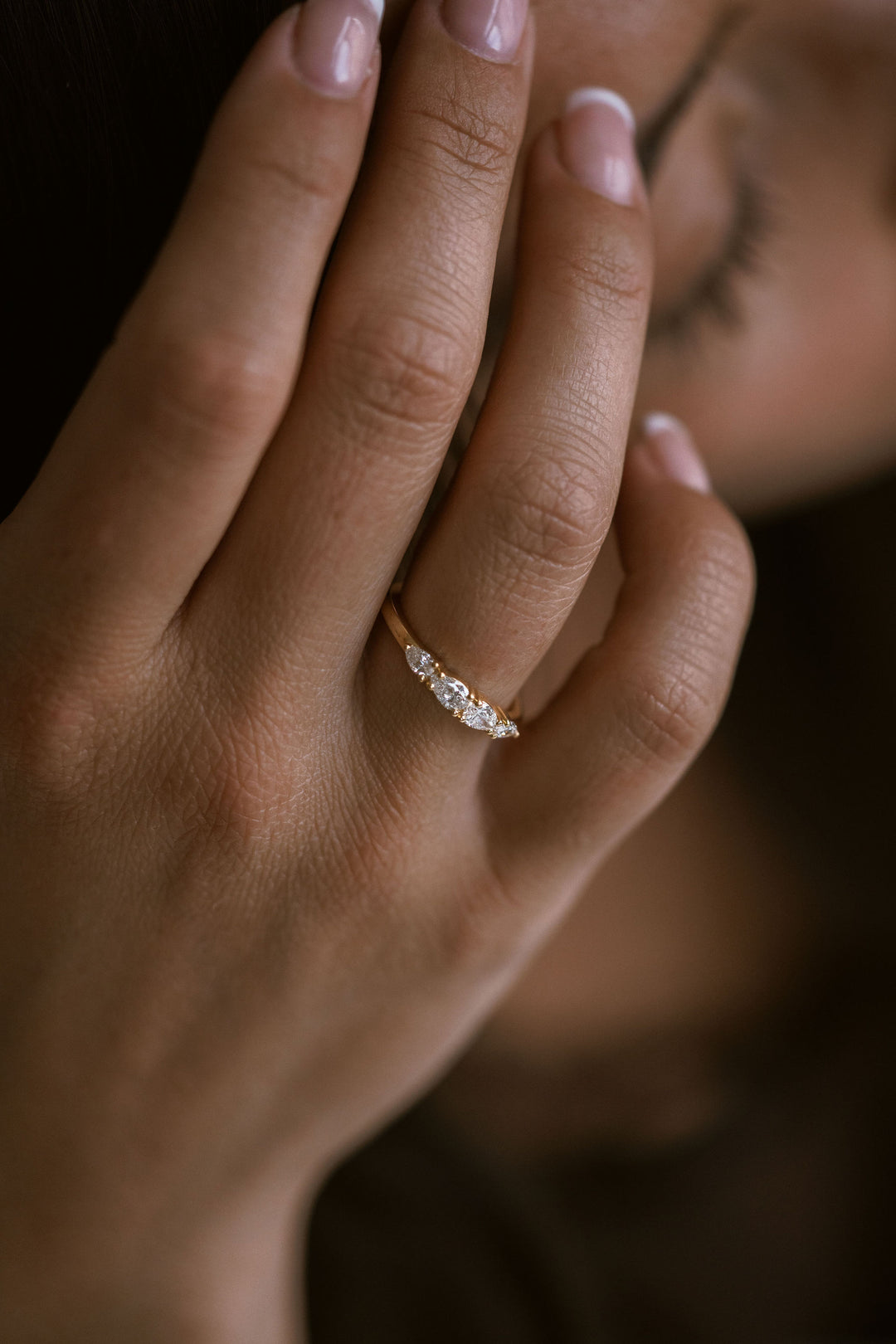 Pear Shape East-West Diamond Band