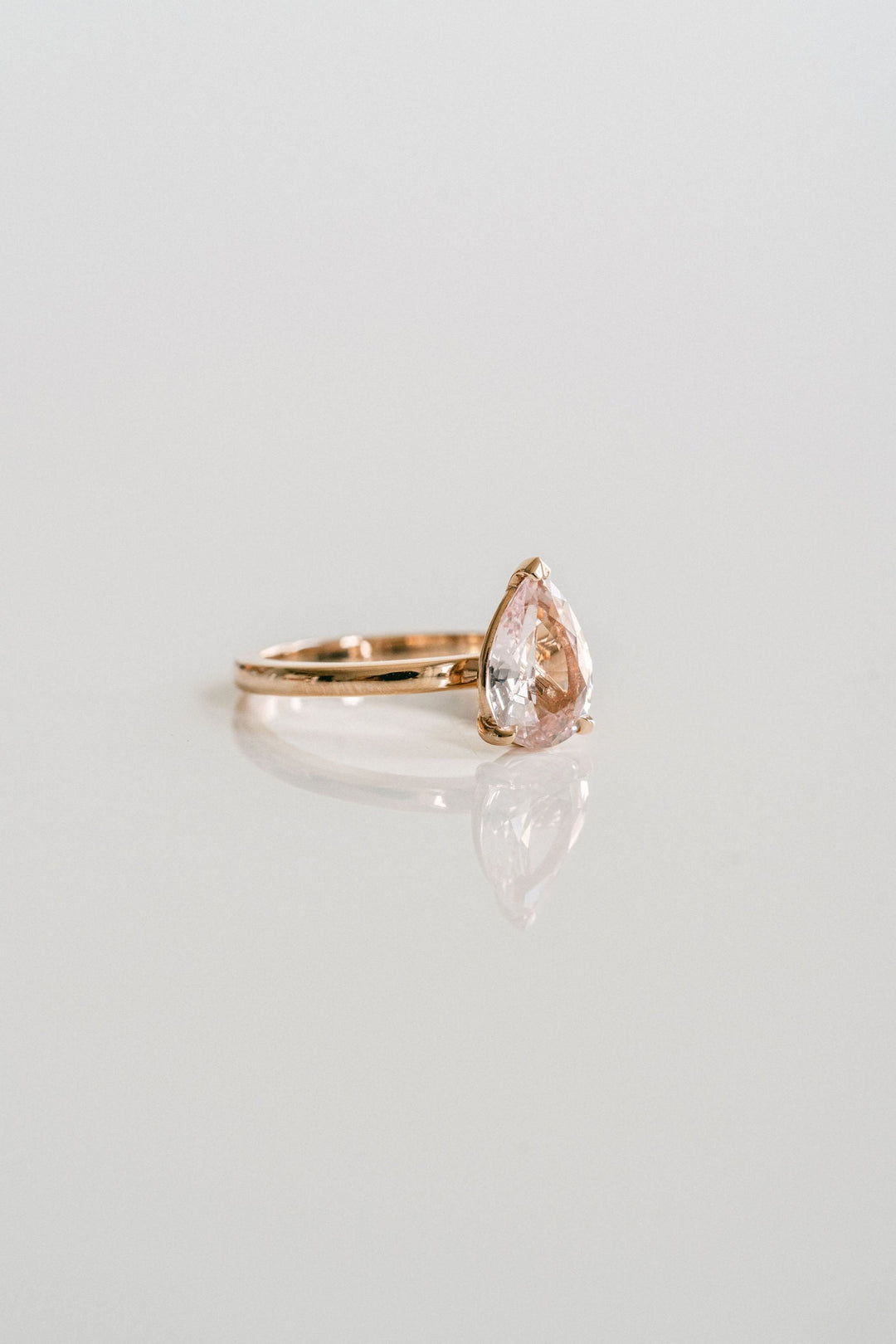 Pear Shape Padparadscha Sapphire Cavalier Solitaire