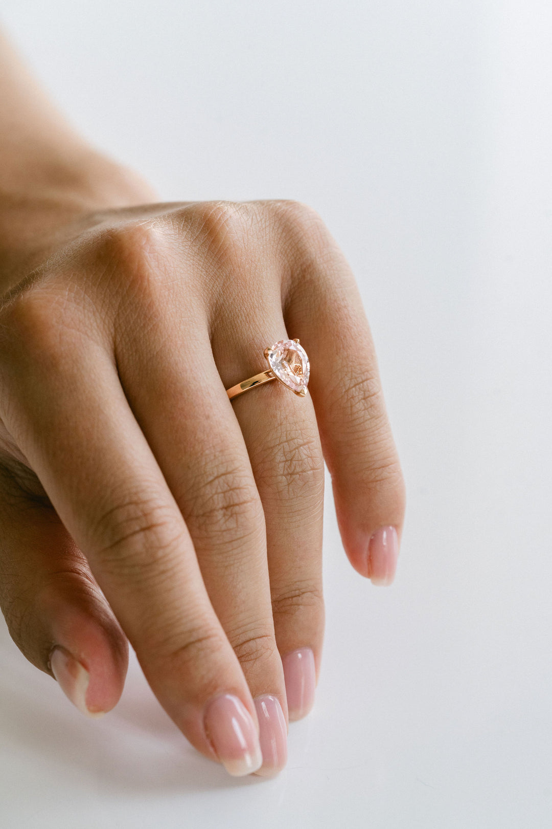 Pear Shape Padparadscha Sapphire Cavalier Solitaire
