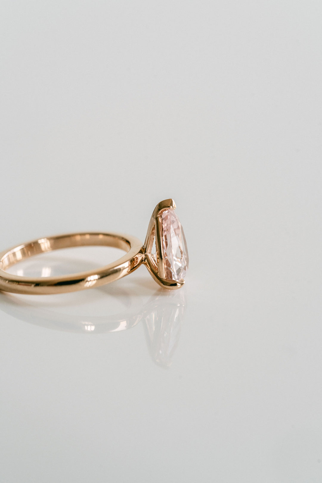 Pear Shape Padparadscha Sapphire Cavalier Solitaire
