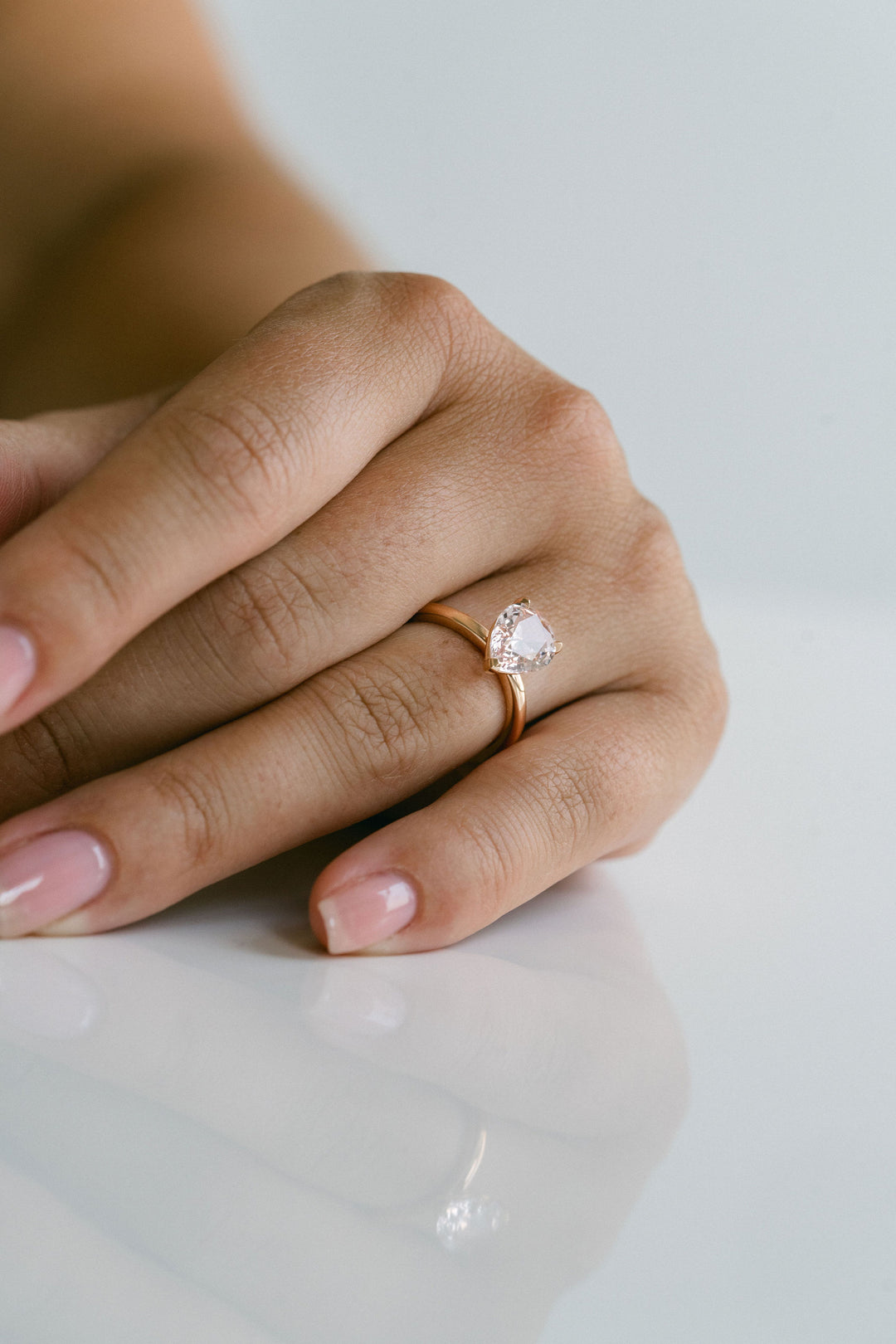 Pear Shape Padparadscha Sapphire Cavalier Solitaire
