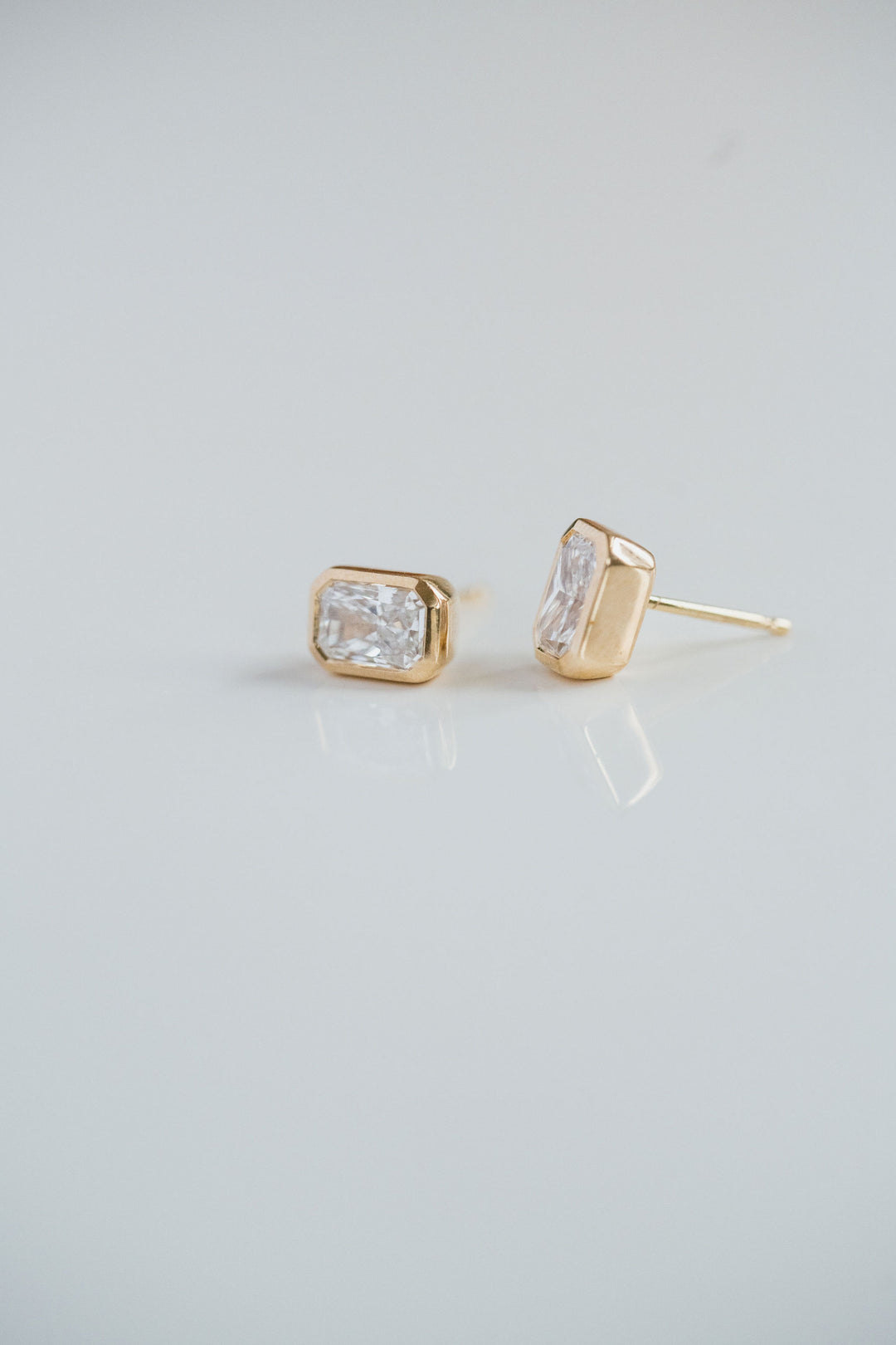 Radiant Diamond Bezel Studs