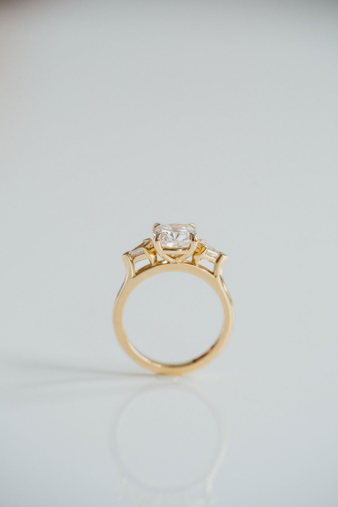 Square Cushion Cut Diamond With Kite Accents