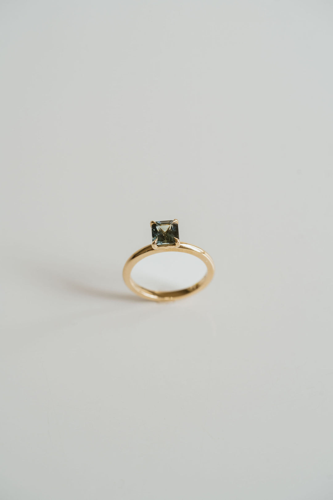 Square Emerald Cut Blue-Green Sapphire Solitaire