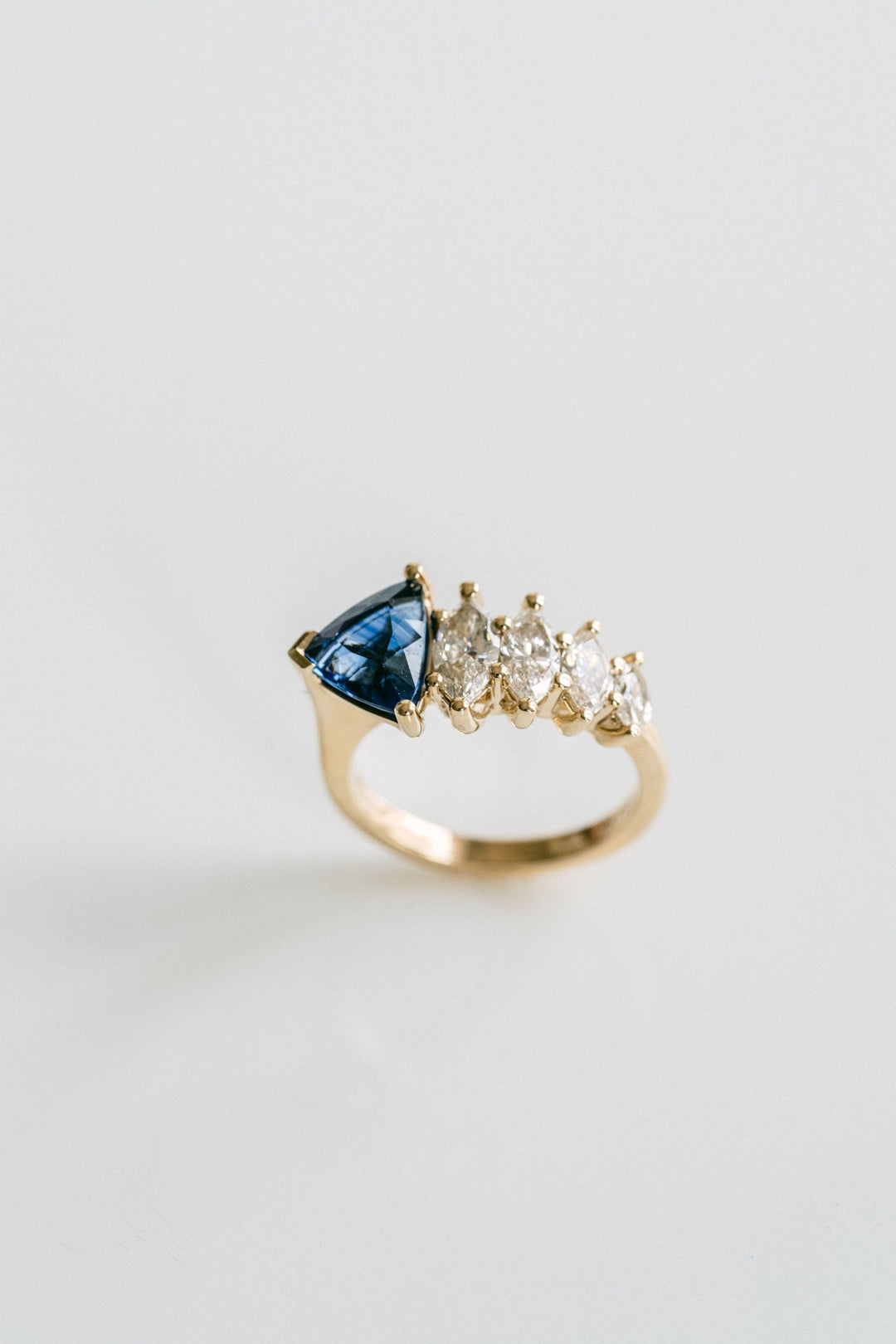 Trillion Cut Blue Sapphire Marlin Ring